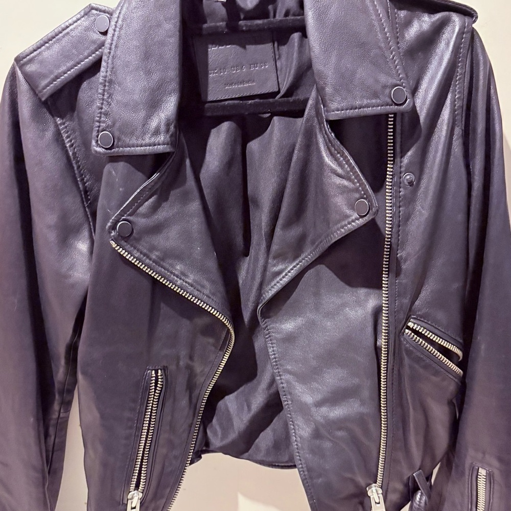 ALLSAINTS BALFERN LEATHER BIKER JACKET SIZE 10 - Picture 9 of 12